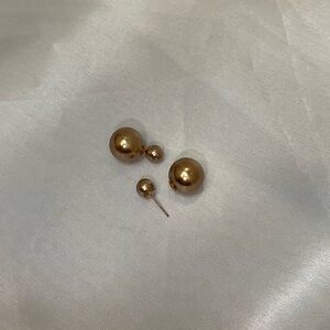 Gold Double-Sided Ball Stud Earrings - Classic Women's Jewelry